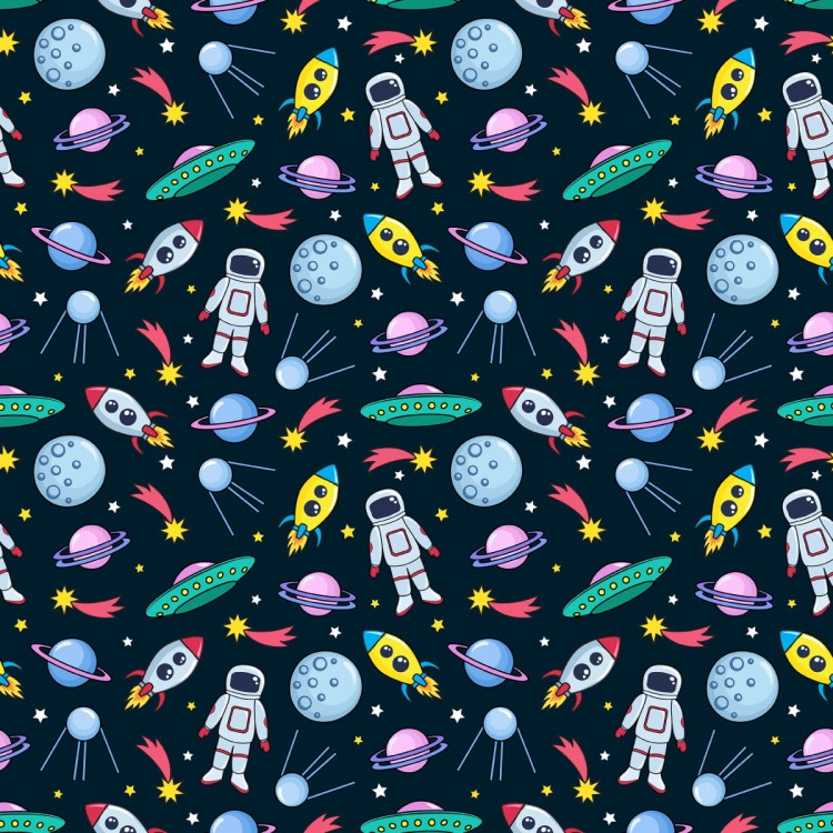 Tapeta Dla Dzieci - Planety, Astronauci, Rakiety I Ufo