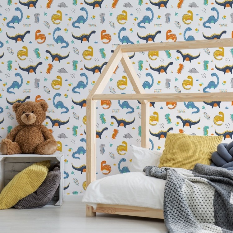 Tapeta Do Pokoju Chłopca Dinozaury Kwiaty
