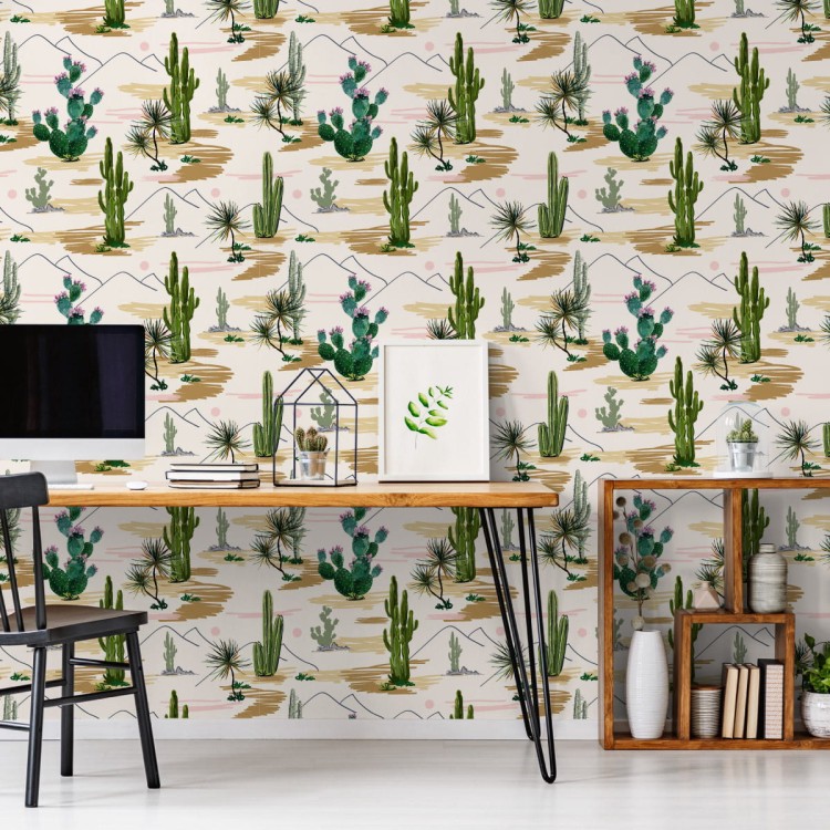 Tapeta Krajobraz Kwiaty Kaktusy