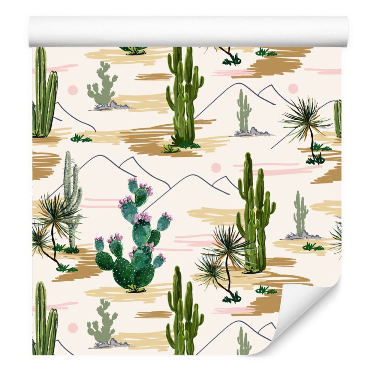 Tapeta Krajobraz Kwiaty Kaktusy