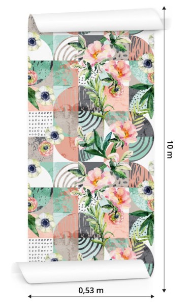 Tapeta Modernistyczny Kwiatowy Patchwork