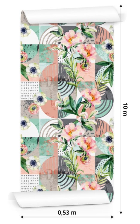 Tapeta Modernistyczny Kwiatowy Patchwork