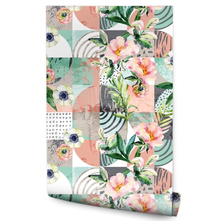 Tapeta Modernistyczny Kwiatowy Patchwork
