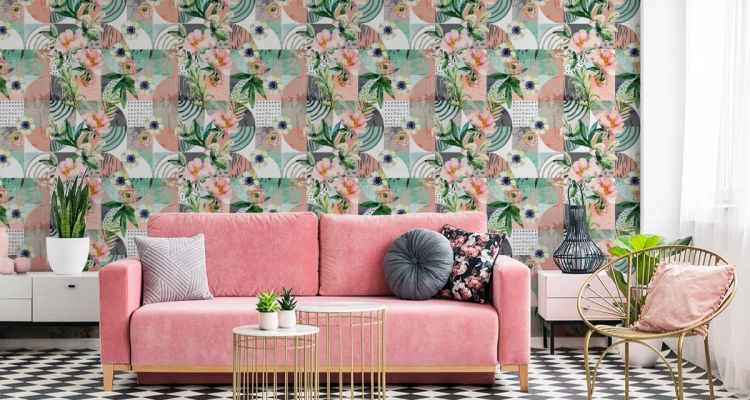 Tapeta Modernistyczny Kwiatowy Patchwork