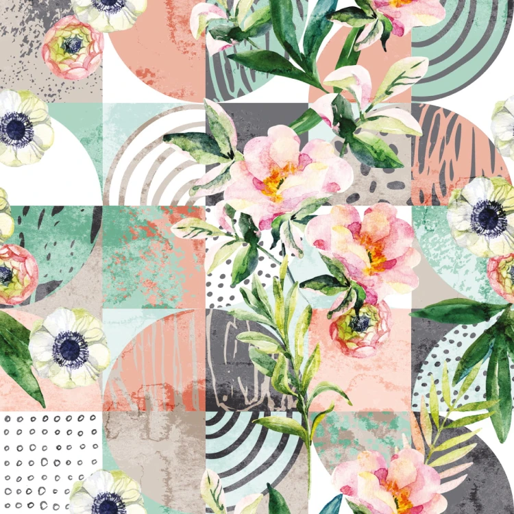 Tapeta Modernistyczny Kwiatowy Patchwork