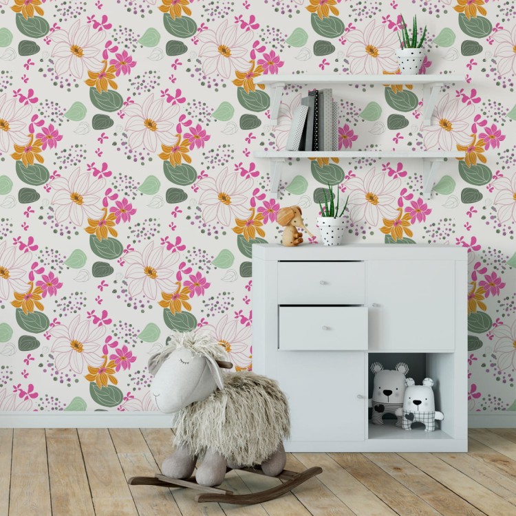 Tapeta Dla Dzieci - Piękne Kolorowe Kwiaty