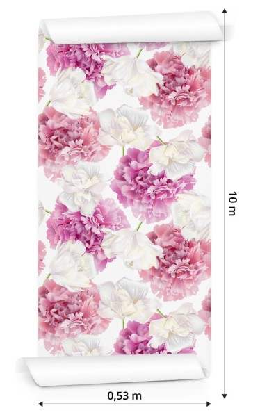 Tapeta Różowe Peonie I Białe Tulipany