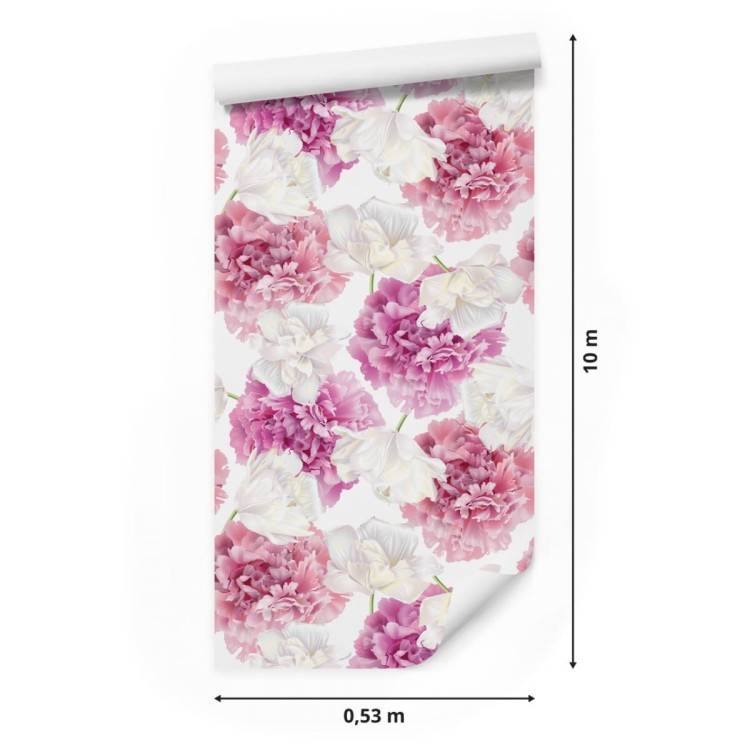 Tapeta Różowe Peonie I Białe Tulipany