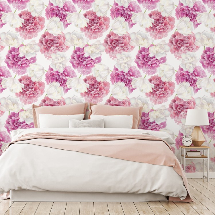 Tapeta Różowe Peonie I Białe Tulipany