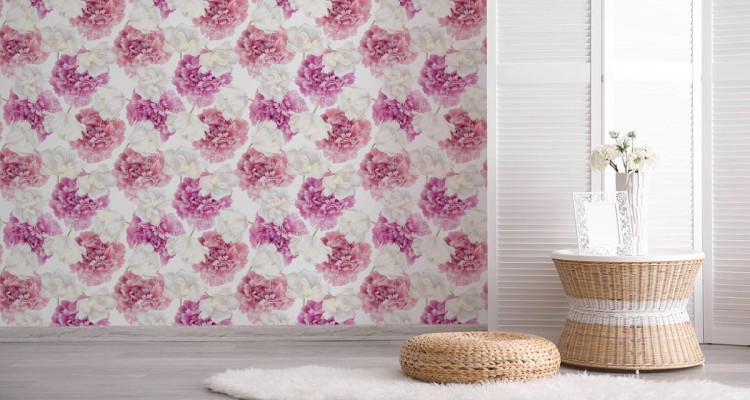 Tapeta Różowe Peonie I Białe Tulipany