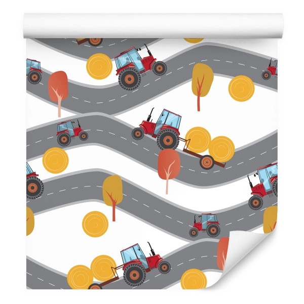 Tapeta Czerwone Traktory Na Ulicy