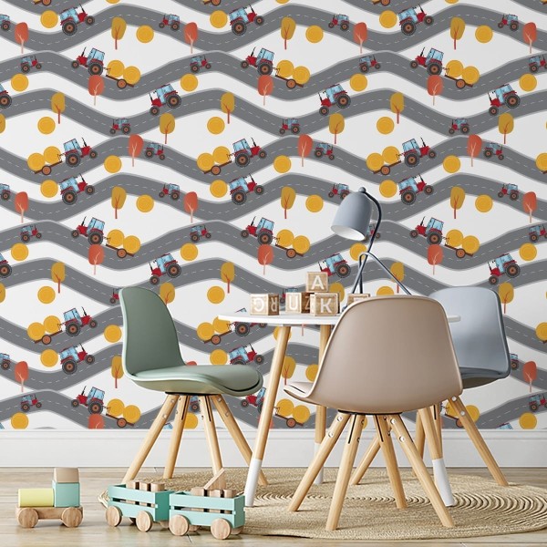 Tapeta Czerwone Traktory Na Ulicy