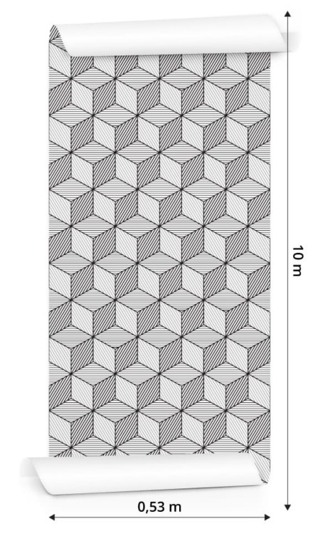 Tapeta Geometryczna-Czarno-Białe Sześciany