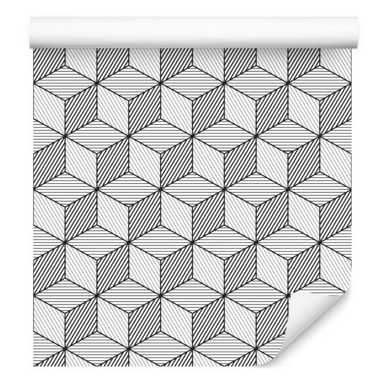 Tapeta Geometryczna-Czarno-Białe Sześciany