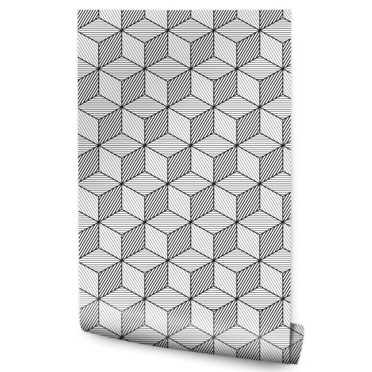 Tapeta Geometryczna-Czarno-Białe Sześciany