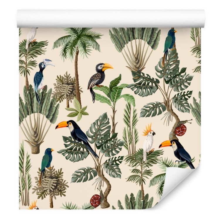 Tapeta Egzotyczne Ptaki I Rośliny W Stylu Vintage