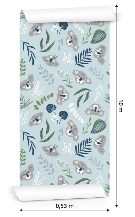 Tapeta Dla Dzieci - Misie Koala I Roślinki