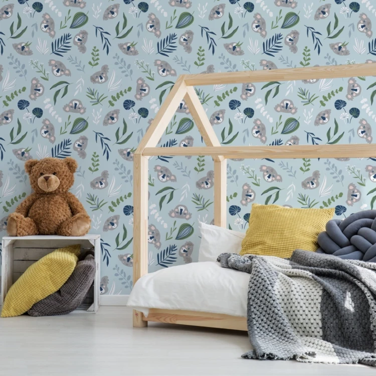 Tapeta Dla Dzieci - Misie Koala I Roślinki