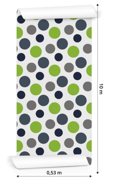Tapeta Szare I Zielone Kropki