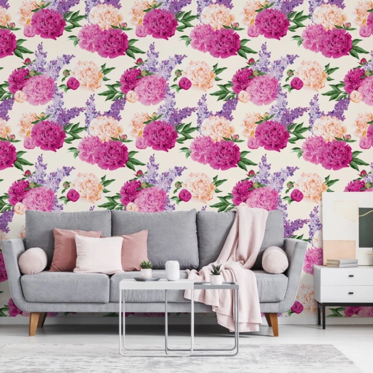 Tapeta Piękne Kolorowe Lilie I Peonie
