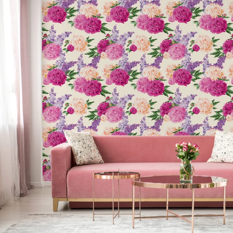 Tapeta Piękne Kolorowe Lilie I Peonie