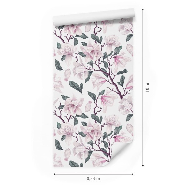 Tapeta Malowane Kwitnące Kwiaty Magnolii