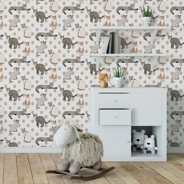 Tapeta Koty Na Tle Kropek