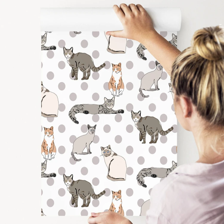 Tapeta Koty Na Tle Kropek