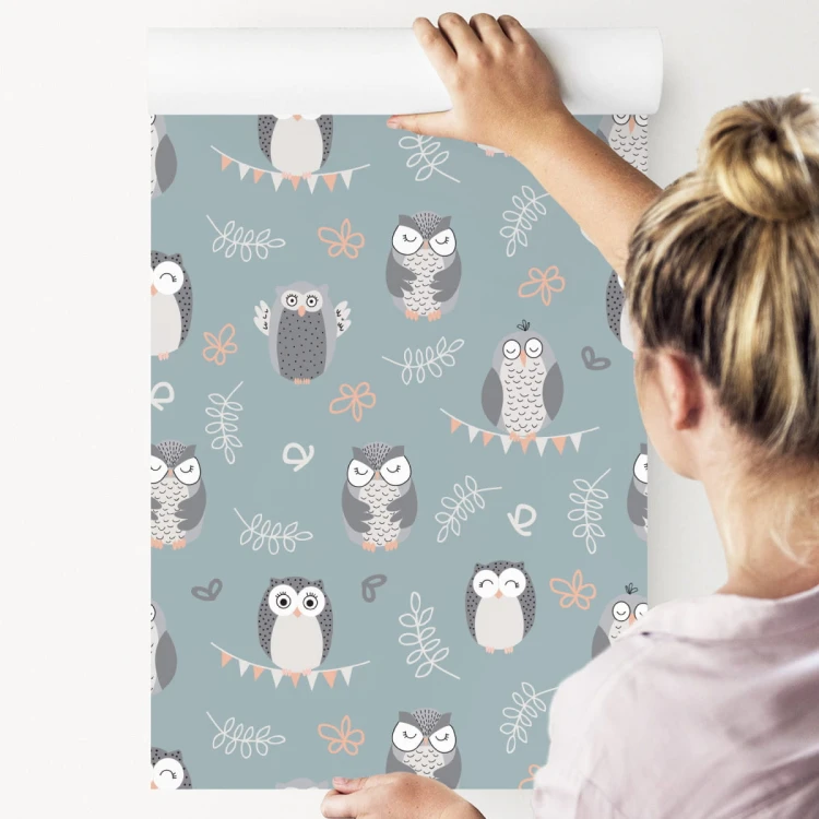 Tapeta Sowy Na Zielonym Tle