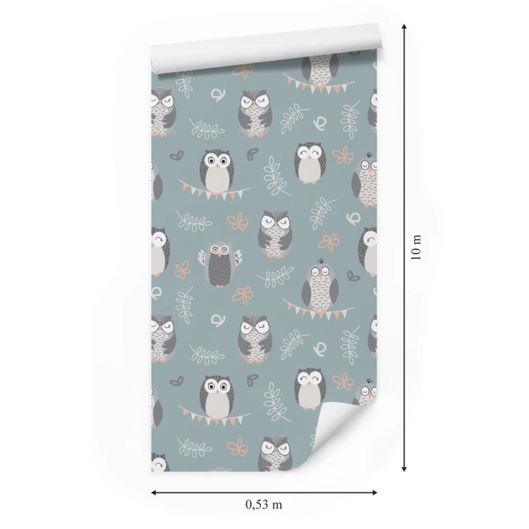 Tapeta Sowy Na Zielonym Tle