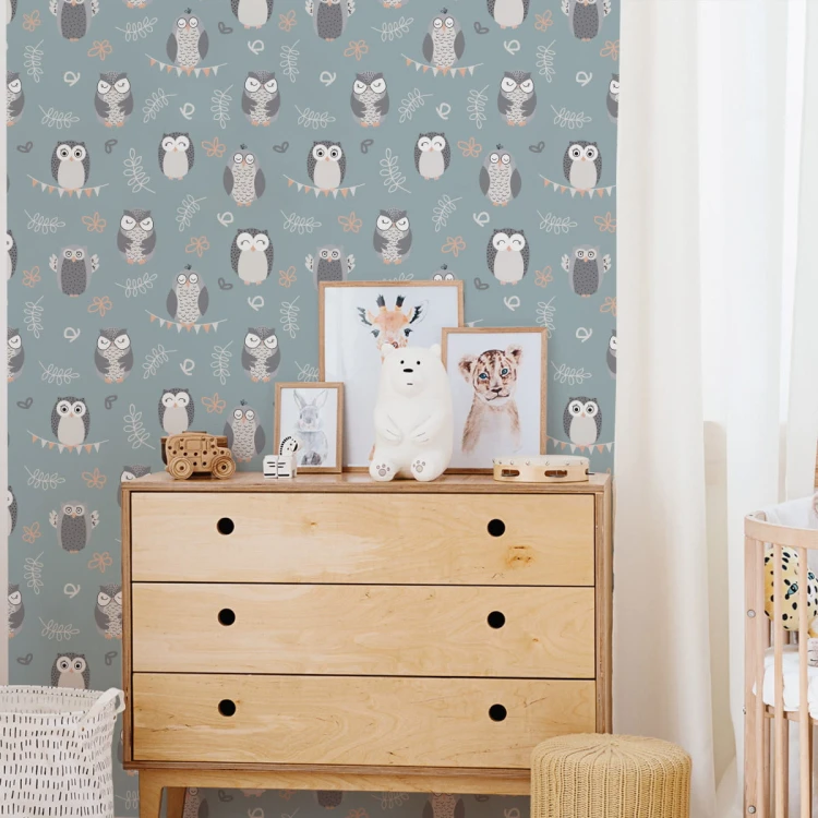 Tapeta Sowy Na Zielonym Tle