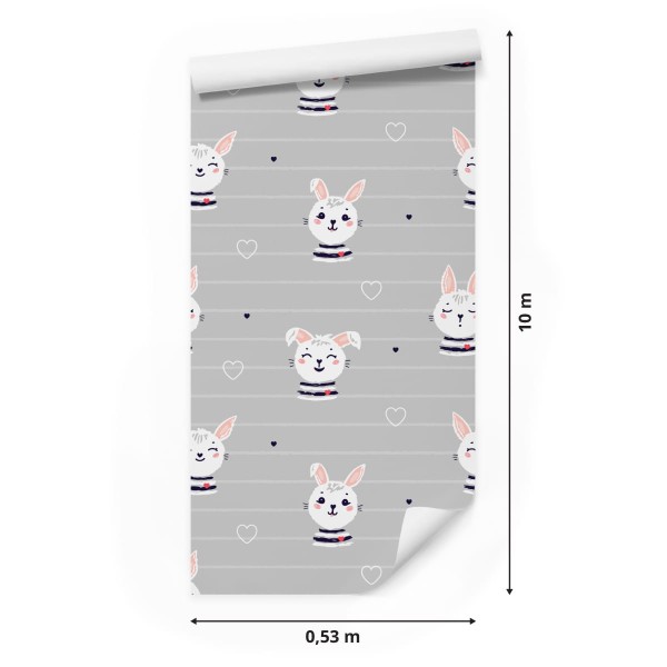 Tapeta Króliki Na Tle W Paski