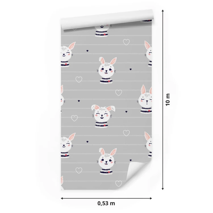 Tapeta Króliki Na Tle W Paski