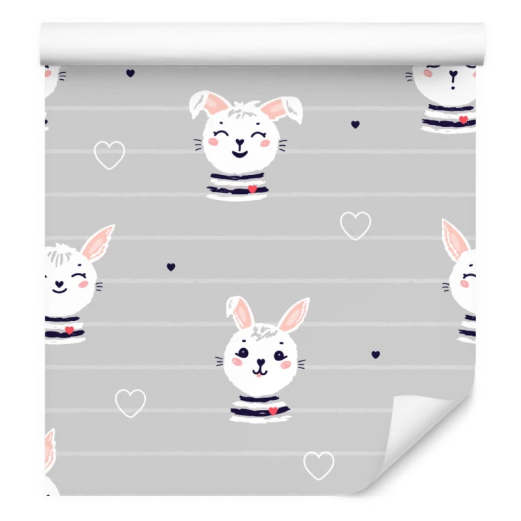 Tapeta Króliki Na Tle W Paski
