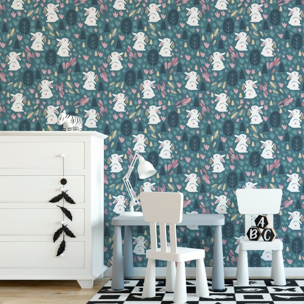 Tapeta Króliki Na Zielonym Tle