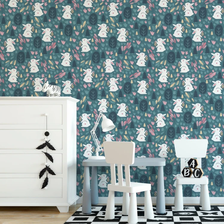 Tapeta Króliki Na Zielonym Tle