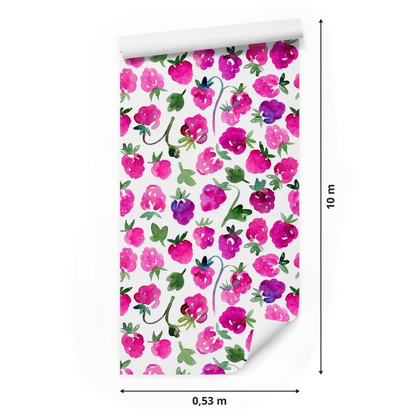 Tapeta Ścienna Z Owocami Liście Zieleń, Do Jadalni