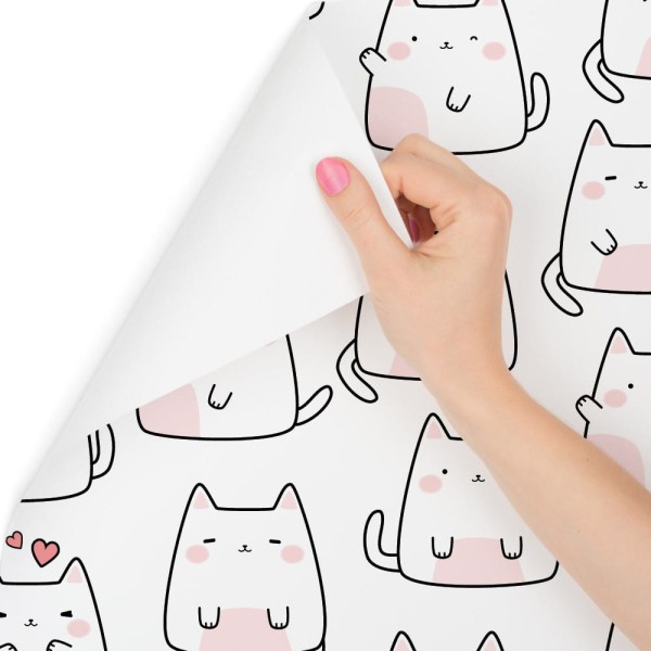 Tapeta Ścienna Dla Dziewczynki Kolorowe Koty Serca