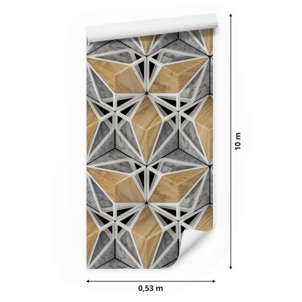 Tapeta 3D Drewno Marmur