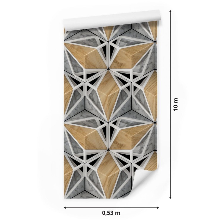 Tapeta 3D Drewno Marmur