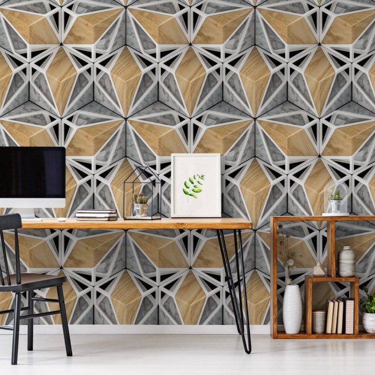 Tapeta 3D Drewno Marmur