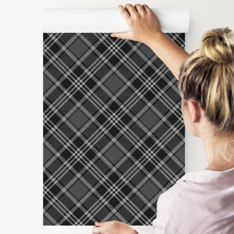 Tapeta Tartan W Odcieniach Szarości