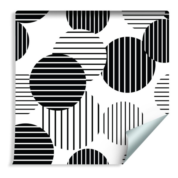 Tapeta Czarno-Białe Duże Paskowane Kropki