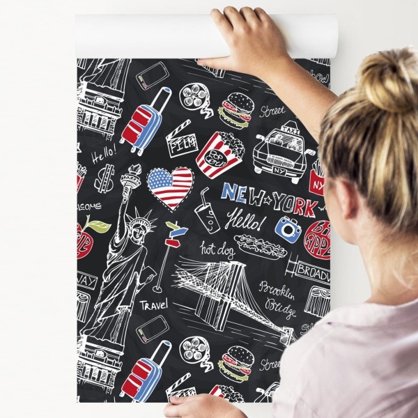 Tapeta Nowy Jork Na Czarnej Tablicy