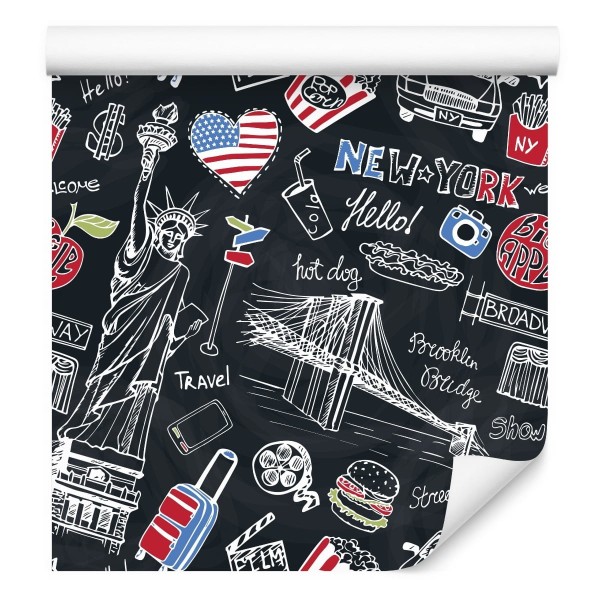 Tapeta Nowy Jork Na Czarnej Tablicy