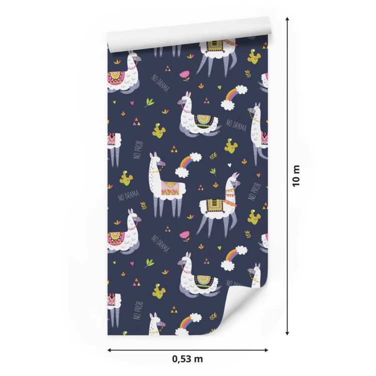 Tapeta Do Pokoju Dziecka, Lama, Zwierzęta, Tęcza
