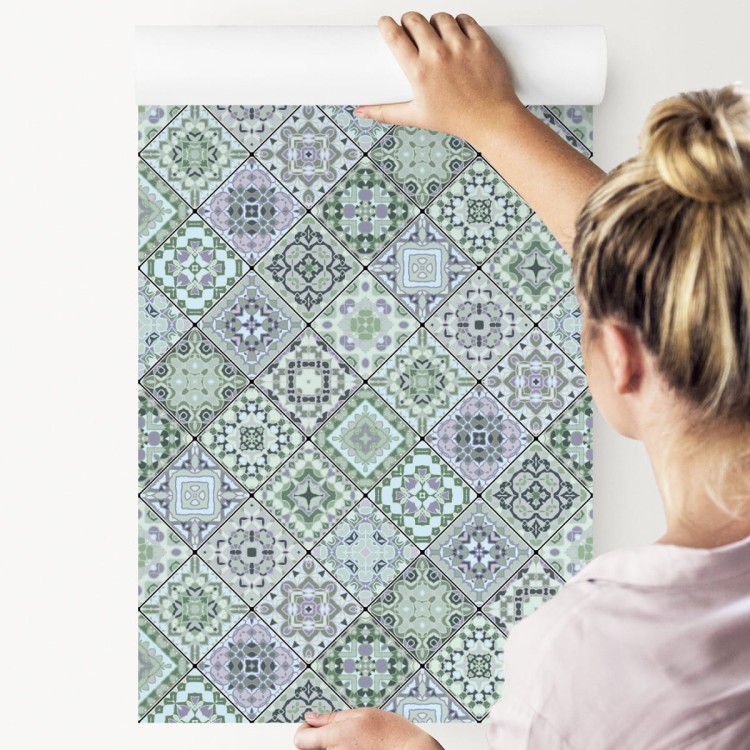 Tapeta Abstrakcyjna Mozaika W Odcieniach Zieleni