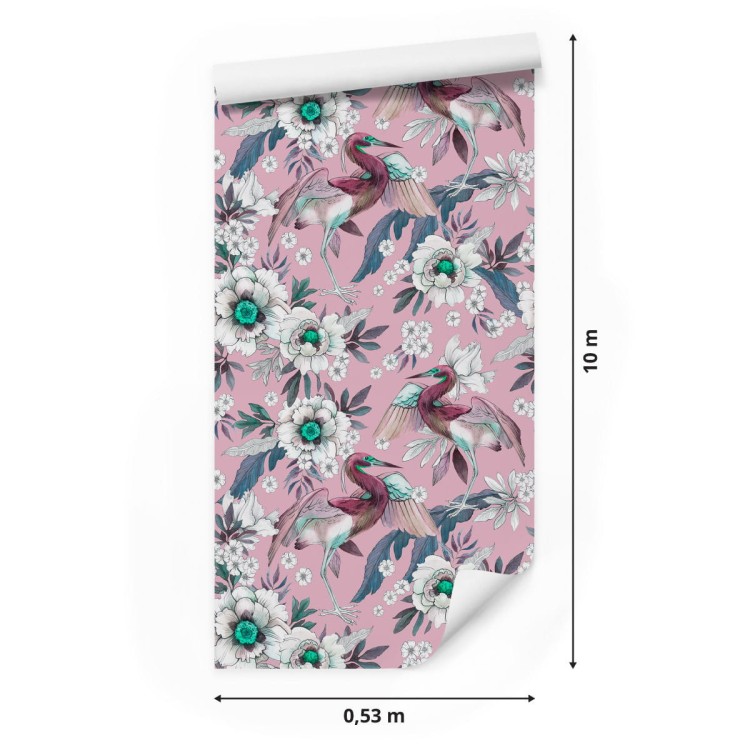 Tapeta – Kolorowe Ptaki I Kwiaty