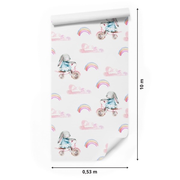 Tapeta Króliczki Tęcza I Serduszka