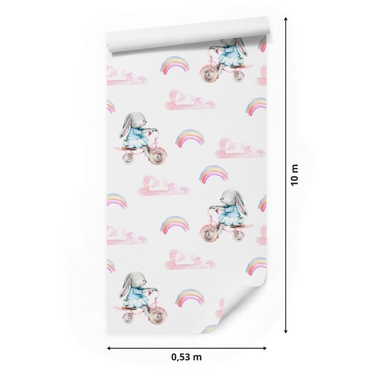 Tapeta Króliczki Tęcza I Serduszka